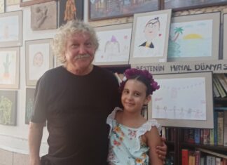 7 YAŞINDAKİ BESTE İLK RESİM SERGİSİNİ RESSAM ARİF BUZ İLE BİRLİKTE AÇTI